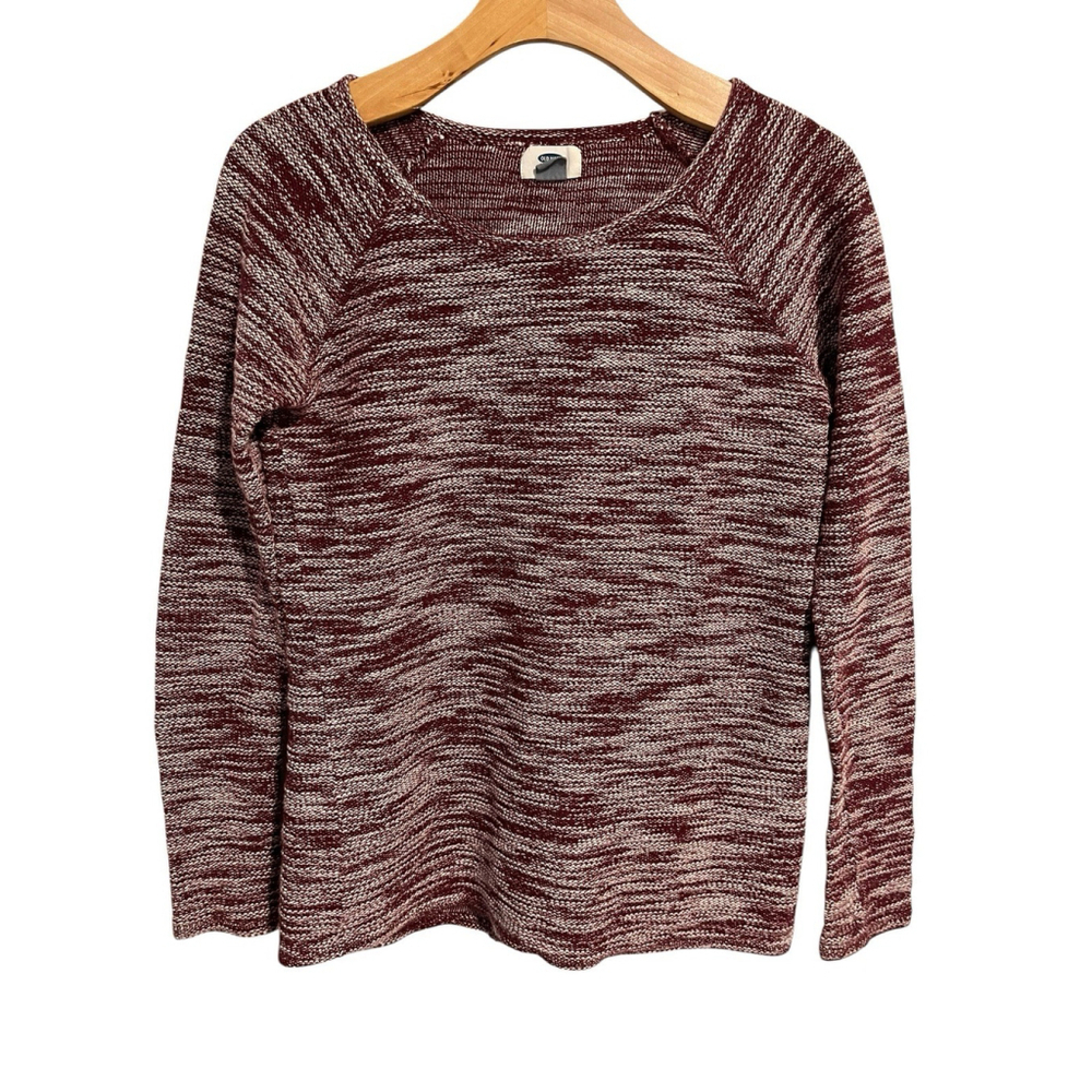 Old Navy Sweater Womens Size Small Burgundy White Tweed